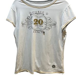 Double D Ranch Beige w/ Mustard Stitching 20 Anniversary Graphic Tee Sz XL